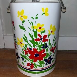 Floral Ice Bucket with lucite Handles